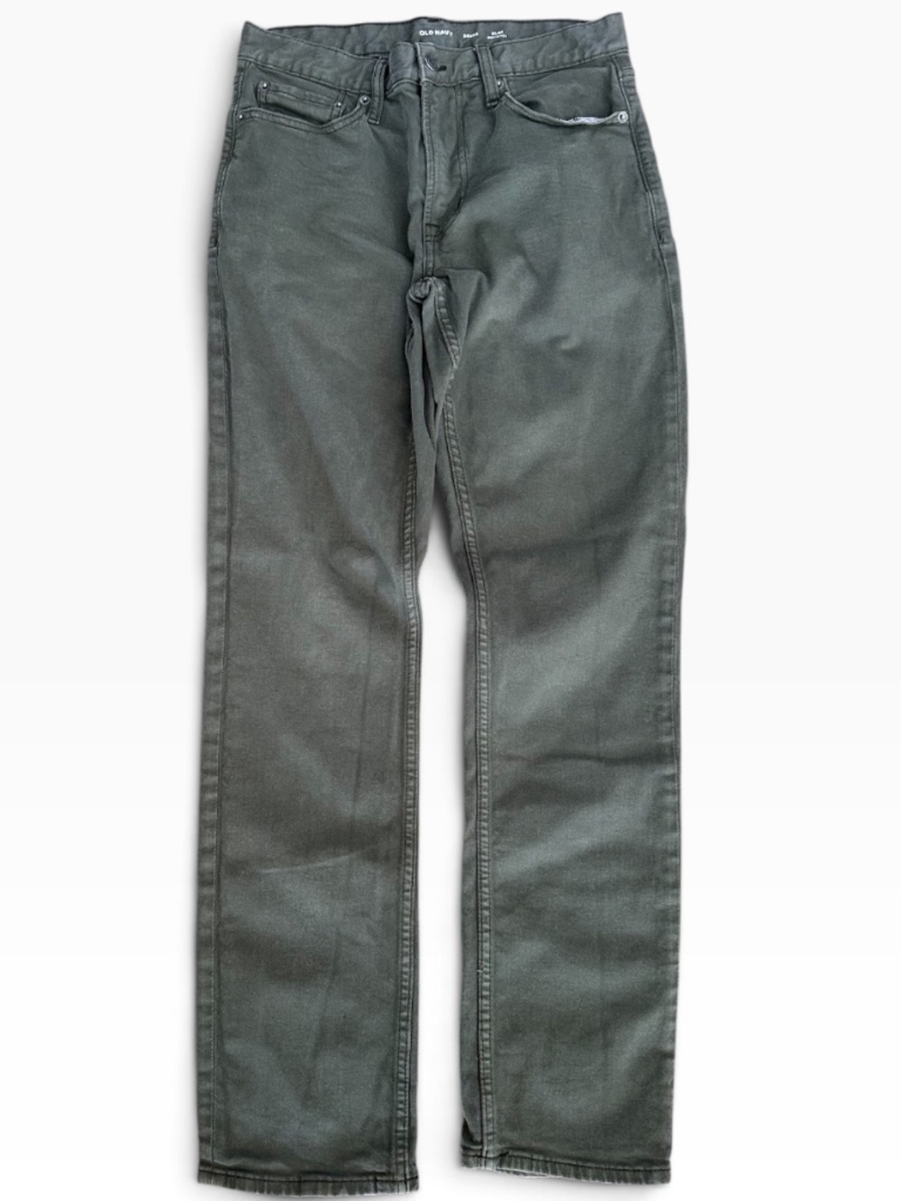 Old Navy Mens Slim Built-In Flex Olive Green Chino Pants 30x32 Flaw
